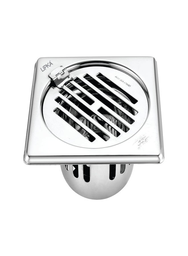 LIPKA Square with Golden Classic Jali & Hinge Floor Drain |304-Grade Stainless Steel |6x6 Inches| with Cockroach Trap/Jali | - Image 1